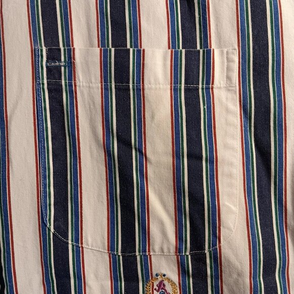 Vintage 90’s McIntosh & Seymour World Soccer Striped Button Up Shirt Size XL - Picture 4 of 11